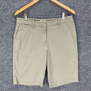 Talbots Petites Shorts Size 12 Beige Tan Stretch Cotton Canvas Bermuda 32x10”